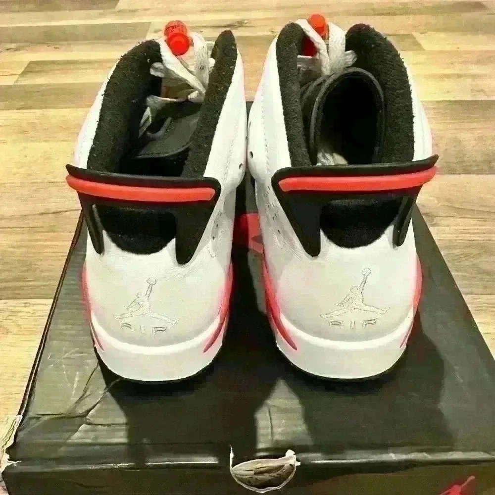 Air Jordan 6 Retro size 8 white infrared black with box preowned 100% authentic
